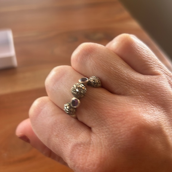 Beautiful Sterling silver ring with amethyst and rhinestones! - Picture 3 of 4